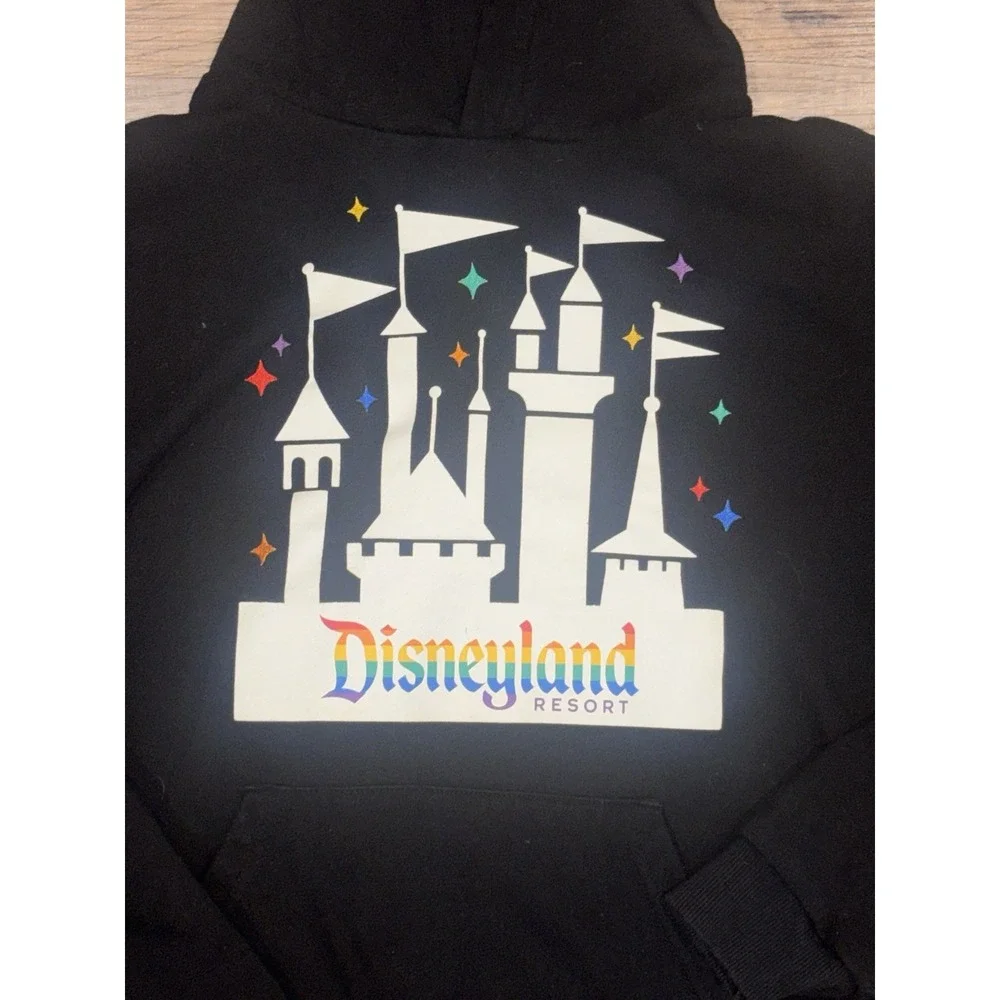 Disney Pride Collection Disneyland Resort Rainbow Castle Hoodie Black Woman Sz S